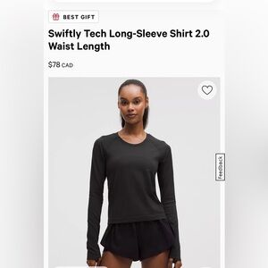 Lululemon Swifty Tech 2.0 long sleeve shirt